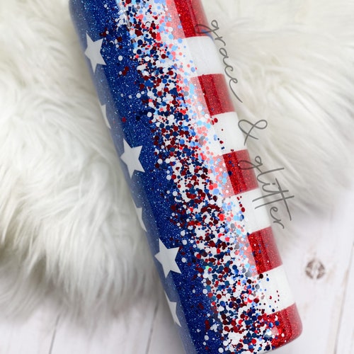 Patriotic Tumbler | USA Tumbler | American Flag Tumbler | Red, White, and Blue Tumbler | Gift for her