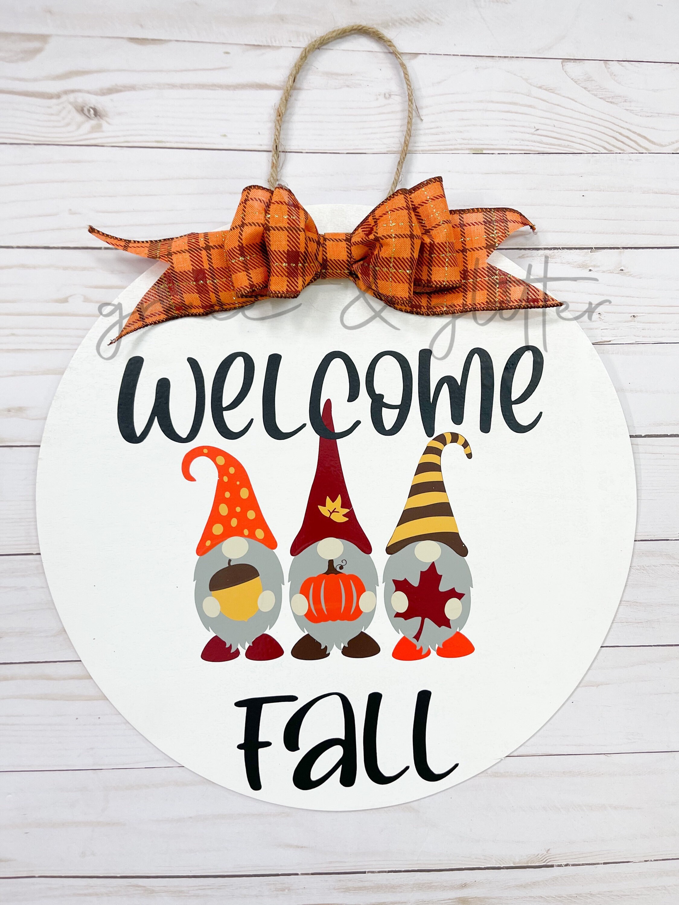 Fall Door Sign Fall Sign Cute Gnome Sign Fall Etsy