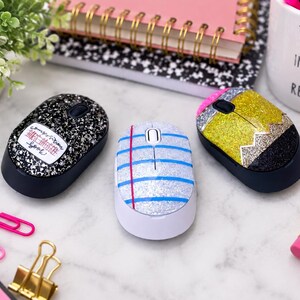 Glittered Wireless Mouse | Teacher Appreciation gifts | Personalized Mouse | Glitter Desk | Pencil Office Supplies | Gift For Her