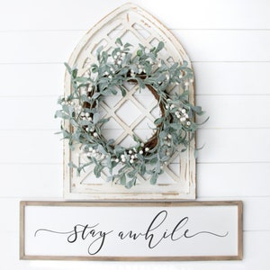 Stay Awhile Sign | Stay Awhile Wood Sign | Guest Room Decor | Living Room Signs | Living Room Wall Decor | Entryway Wood Sign | Wooden Signs