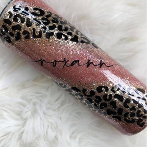 Leopard Tumbler | Rose Gold Tumbler | Custom Glitter Tumbler | Gift For Her