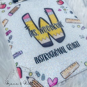 Gepersonaliseerde klembord voor docenten | Klembord leraar | Glitterklembord | Leuk lerarencadeau | Klasdecoratie | Waardering van de leraar