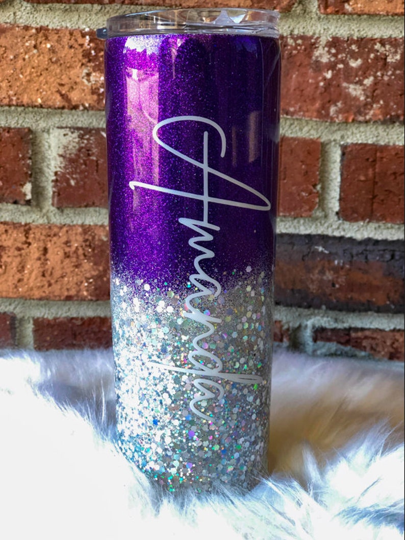 Download Purple Tumbler Purple & Silver Tumbler Glitter Tumbler | Etsy