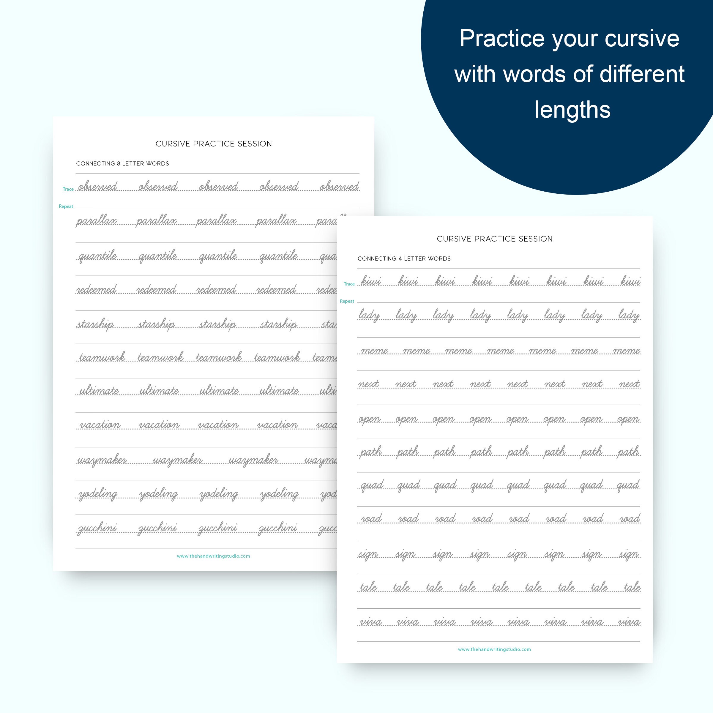 Cursive Practice Pages Practice with WORDS SENTENCES and | Etsy