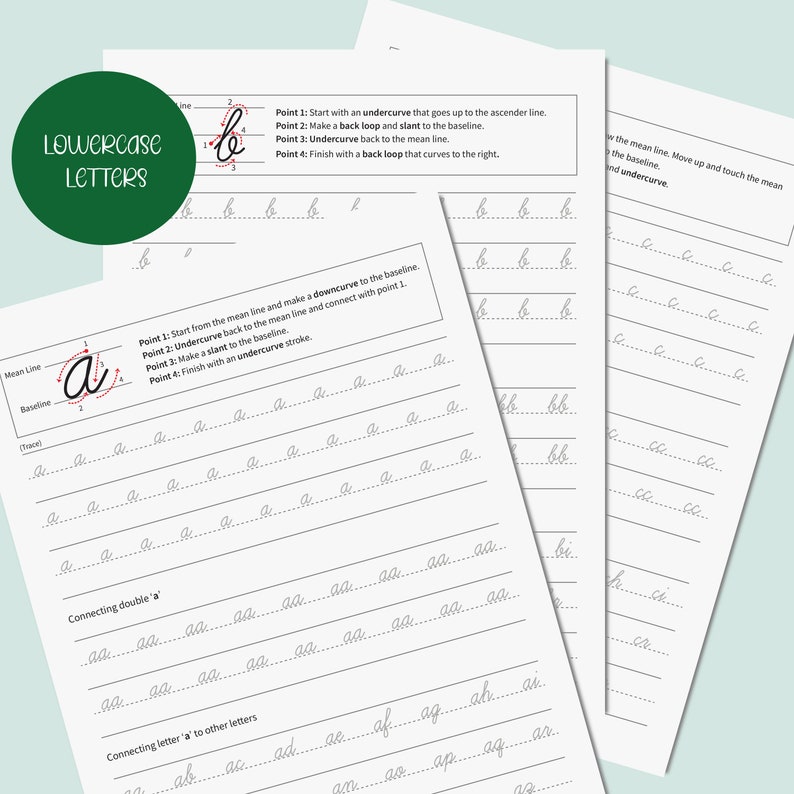 CURSIVE Worksheets, Uppercase and Lowercase Cursive Letters - Etsy