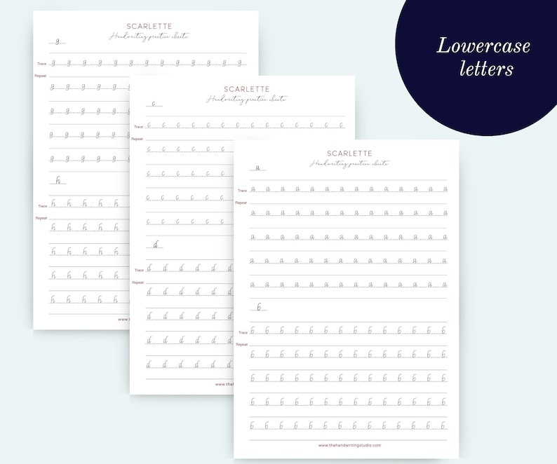 SCARLETTE Handwriting Practice sheets, Lowercase, Uppercase and Number guides image 2