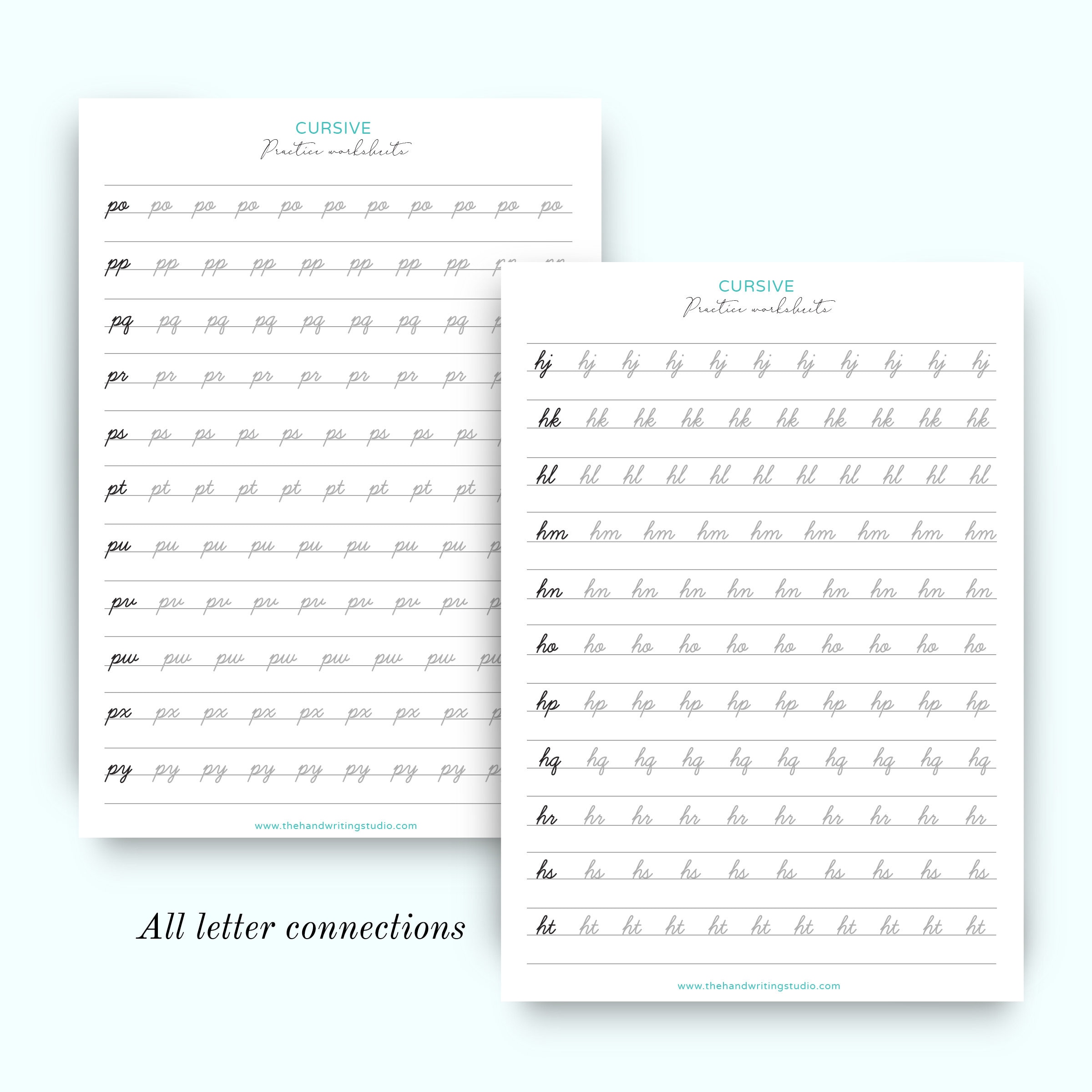cursive worksheets uppercase and lowercase cursive letters etsy