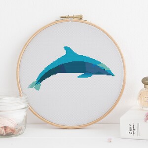 Dolphin Polygonal geometric cross stitch pattern  PDF