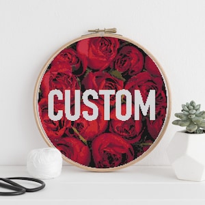 デジタル配信カスタムクロスステッチパターン61花バラあなた自身の言葉を選んで、クロスステッチxstitchパターン