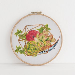 Succulent Terrarium J Minimalist cross stitch pattern PDF 8