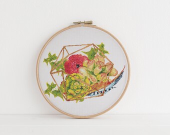 Succulent Terrarium J Minimalist cross stitch pattern PDF 8