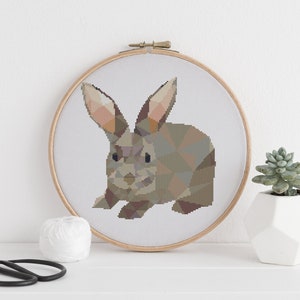 Polygonal Rabbit geometric cross stitch pattern  PDF
