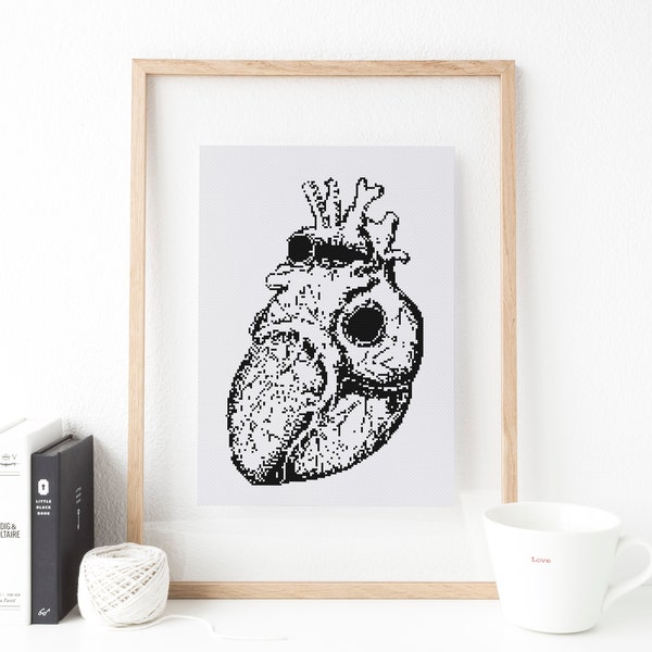 Anatomical Heart cross stitch pattern counted x stitch Anatomy