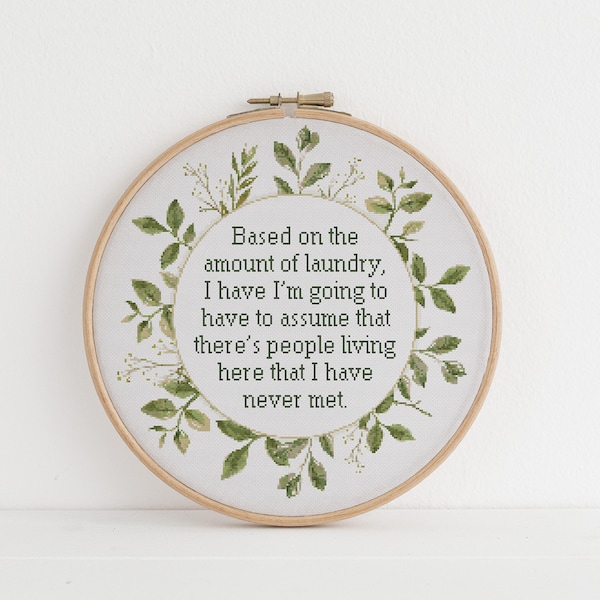 Based on the amount of laundry cross stitch pattern snarky funny subversive counted PDF Download