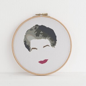 Maya Anjelou Hair Minimalist Feminist Icon cross stitch pattern counted x stitch
