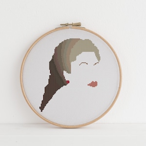 Toni Morrison Hair Minimalist Feminist Icon cross stitch pattern counted x stitch