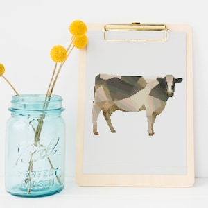 Cow Polygonal  geometric cross stitch pattern  PDF