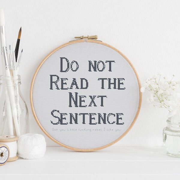 Do not read the next rebel Rude Swear cross stitch pattern counted x stitch Sarcasm Sarcastic Humour