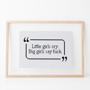 Little girls cry. Big girls say fuck xstitch cross stitch pattern pdf download image 2