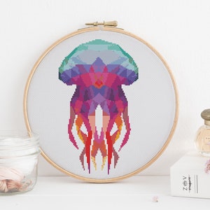 Jellyfish geometric cross stitch pattern  PDF