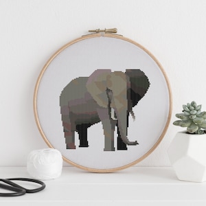 Elefant Polygonale geometrische Kreuzstichvorlage PDF