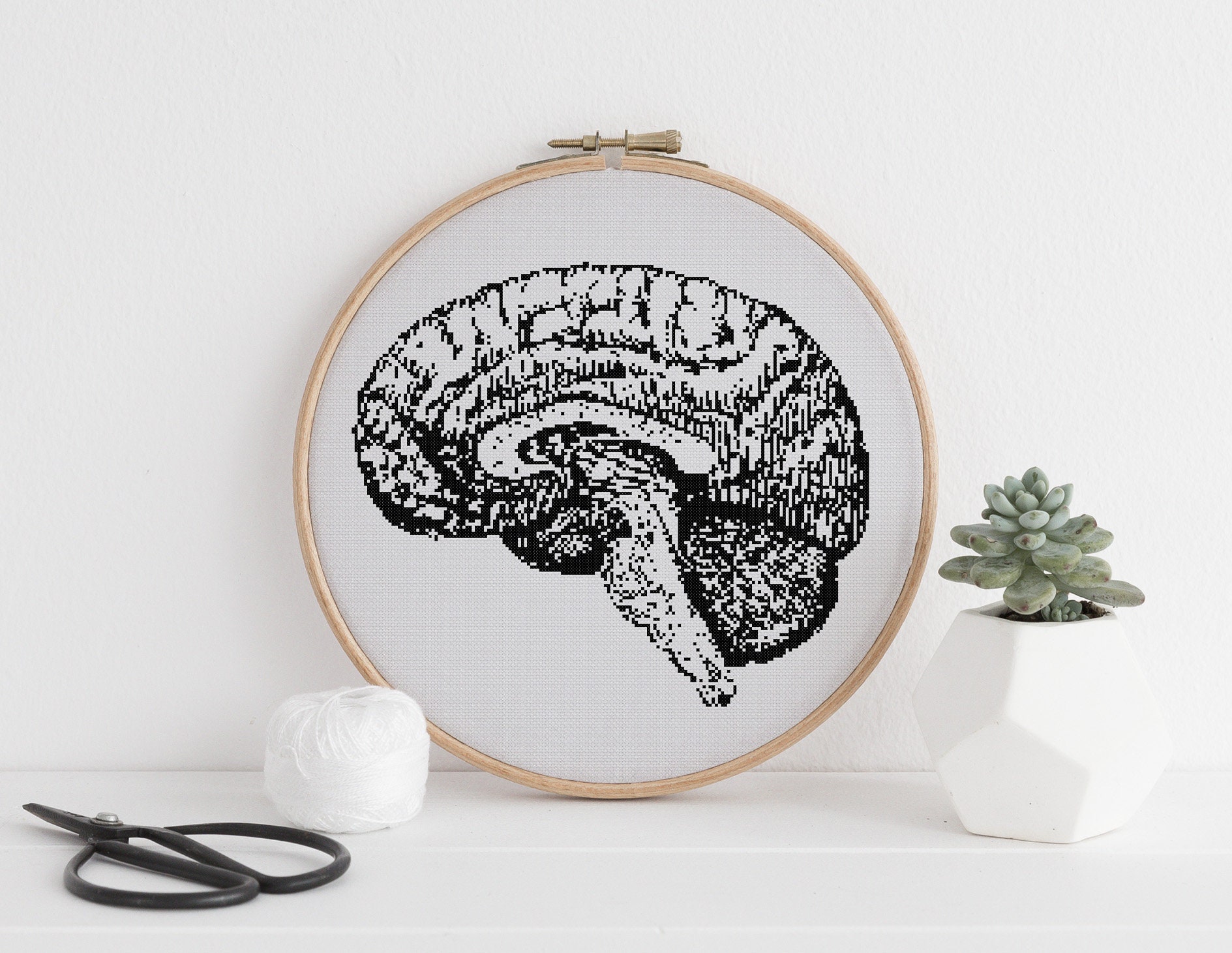 Brain dissection cross stitch pattern counted x stitch Anatomy Etsy