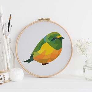 Polygonal Canary geometric cross stitch pattern  PDF