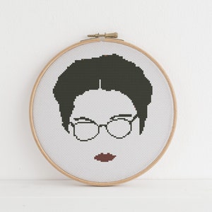 Rosa Parks Hair Minimalist Feminist Icon cross stitch pattern counted x stitch