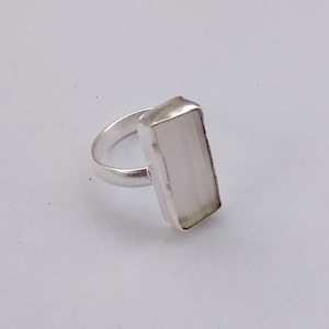 Handmade Ring, Raw Selenite Ring, Gemstone Ring, Designer Ring, Stackable Ring, Bezel Set Ring, White Stone Ring, Fashion Ring