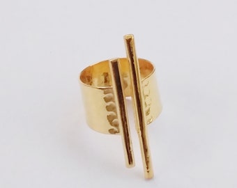Hammered Gold Plated Brass Statement Ring
