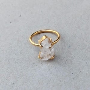 Natural Herkimer Diamond Prong Set Stacking Ring