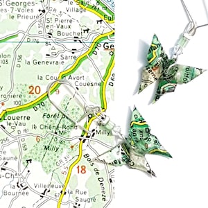 Vlinders in wegenkaarten - origami oorbellen