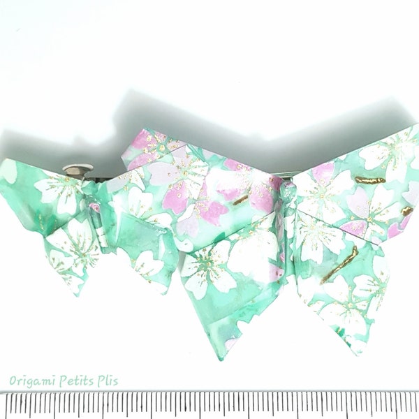 Barrette à cheveux Origami Papillons vert d'eau motif Sakura