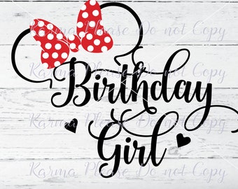 Birthday Girl svg Minnie Mouse svg,  Party shirt, Iron On, Cricut