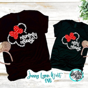 Mamá ratón SVG Mini ratón Cabeza de Mickey Archivo digital SVG Letras a mano Disneyland Mamá ratón Silueta Cricut dxf PNG