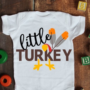 Fall SVG Little Turkey Thanksgiving Shirt SVG Digital Download Printable Tshirt Cut file Iron on Transfer Clipart Fall SVG Little Turkey