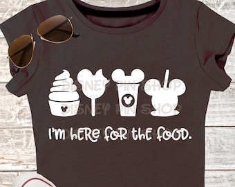 Snacks alimentaires Disneyland juste ici pour la nourriture fichier coupe SVG fer sur fichier numérique en téléchargement Disneyland DisneyWorld Silhouette coupe Cricut