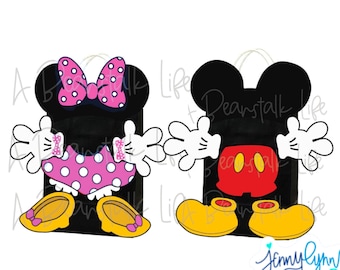 Musse och Mimmi festgåvor rosa utskrivbara PNG Musse Minnie festgåvor födelsedagstryck klipp ut DIY-presentpåsar festutskrifter