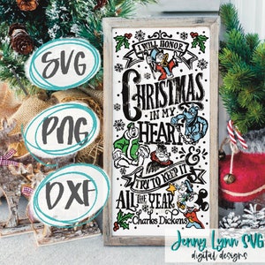 Canto di Natale di Topolino Charles Dickens Natale SVG Topolino Segno A Christmas Carol Cricut File di taglio Segno Regalo dxf svg png