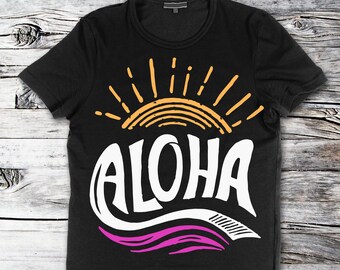 Aloha Hawaii SVG Digital Download Printable Tshirt JPG Cut file Iron on Clipart Silhouette Cricut SVG Distressed Hawaiian Tropical Shirt
