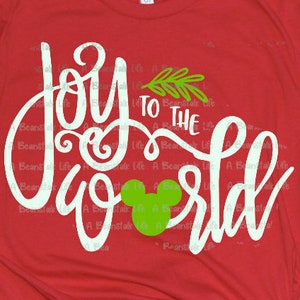 Disneyland Christmas SVG Joy to the World SVG Hand Lettered Mickey Silhouette Cricut Cut File Merry Christmas Sign DisneySVG svg dxf png