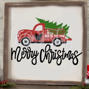 Mickey Mouse Christmas SVG Mickey's Christmas Tree Farm Truck SVG Hand Lettered Silhouette Cricut Cut File Design Merry Christmas Sign