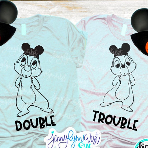 Double Trouble DisneySVG Chipmunks Chip and Dale Bundle Cricut Cut file  Silhouette Cameo Chipmunks Shirts Download DXF SVG