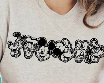 Micky und Freunde Maus Gang Köpfe SVG DisneyWorld PNG Dxf Mickey Pluto Disneyland DisneySVG Sublimation Cricut Cut Datei