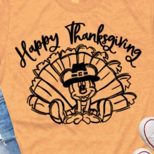 Joyeux Thanksgiving SVG Mickey Mouse Thanksgiving SVG Mickey Mouse Turquie fichiers numériques coupe fer sur PNG Sublimation Mickey Mouse Turquie