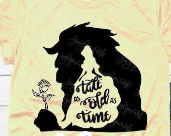 Schöne und das Biest svg Tale so alt wie die Zeit Silhouette Cricut Beast Cut Datei Silhouette Beast and Belle Download