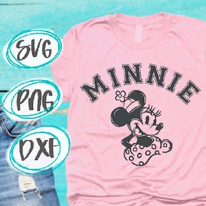 Minnie Varsity SVG Varsity Minnie Classic Sketched Disneyland Print Iron on DisneySVG Shirt Cricut Cut File svg PNG dxf Vintage Minnie Retro