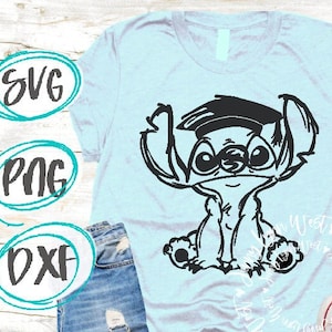 Graduation Stitch SVG DisneySVG Stitch Graduate Cap Layered Stitch SVG Diploma Aufbügeln Silhouette Cricut Cut Datei Stitch png Sublimation svg