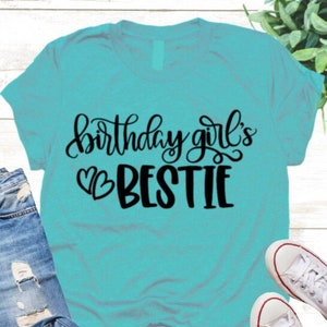 Melhor amiga da menina de aniversário SVG Festa de aniversário Camiseta de aniversário Melhor amiga Camisetas Silhueta Cricut Iron On Cut SVG Digital Cricut DXF