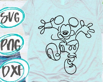 Mickey Mouse Line art  SVG Mickey Mouse Minimalistic svg Cricut Cut File Sketch Line Art Disneyland Mouse Disneysvg DXF Png